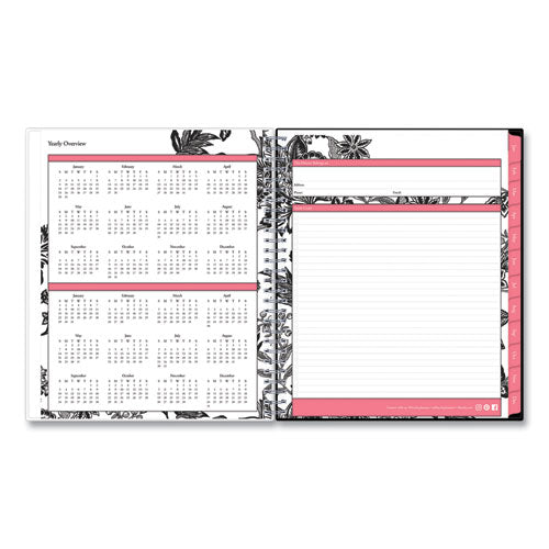 Analeis Monthly Planner, Analeis Floral Artwork, 10 X 8, White/black/coral Cover, 12-month (jan To Dec): 2023