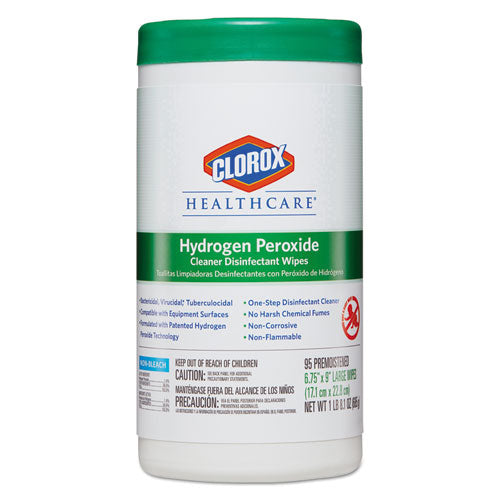 Hydrogen Peroxide Cleaner Disinfectant Wipes, 12 X 11, Unscented, White, 185/pack, 2 Packs/carton