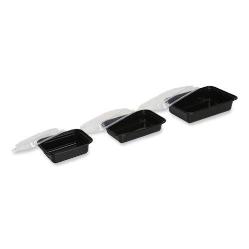 Food Container, 12 Oz, 5.78 X 4.52 X 2.24, Black/clear, Plastic, 150/carton