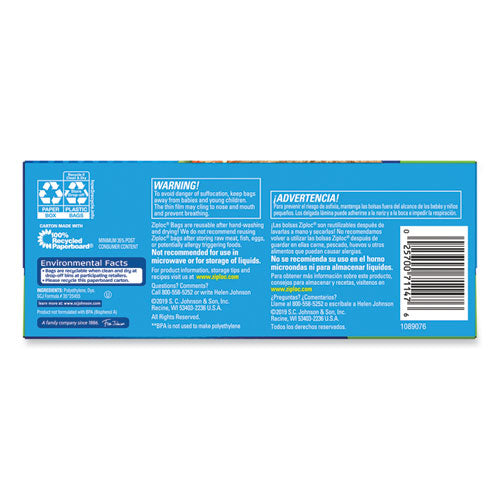 Resealable Sandwich Bags, 1.2 mil, 6.5" x 5.88", Clear, 90 Bags/Box, 12 Boxes/Carton