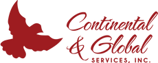 Continental and global services red logo of bird flying over name of company