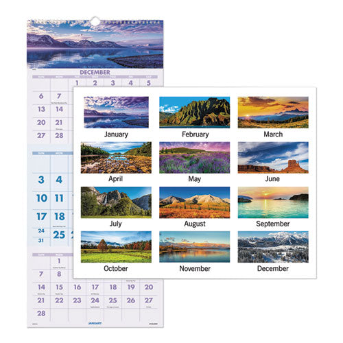 Scenic Three-month Wall Calendar, Scenic Landscape Photography, 12 X 27, White Sheets, 14-month (dec To Jan): 2022 To 2024