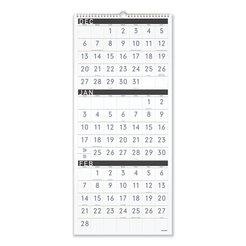 Three-month Reference Wall Calendar, Contemporary Artwork/formatting, 12 X 27, White Sheets, 15-month (dec-feb): 2022 To 2024