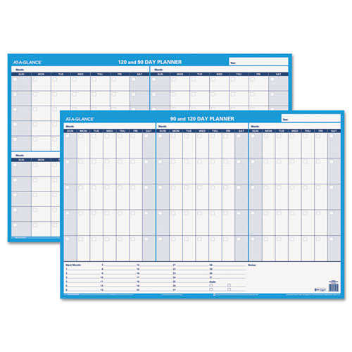 90/120-day Undated Horizontal Erasable Wall Planner, 36 X 24, White/blue Sheets, Undated