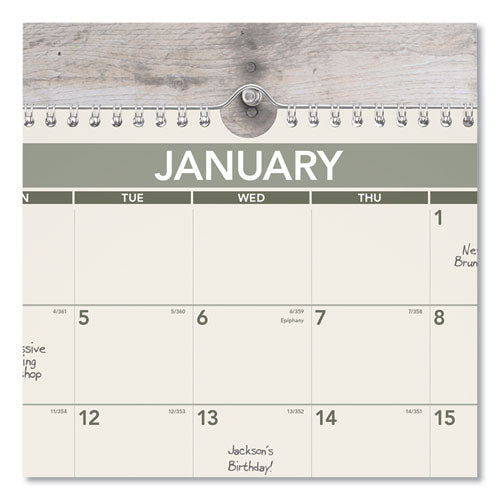 Recycled Wall Calendar, Unruled Blocks, 15 X 12, Sand/green Sheets, 12-month (jan To Dec): 2023