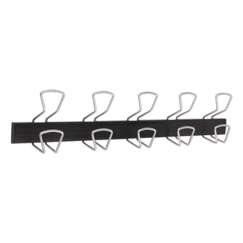 Wall-mount Coat Hooks, 29.92 X 2.95 X 6.45, Metal, Silver, 22 Lb Capacity
