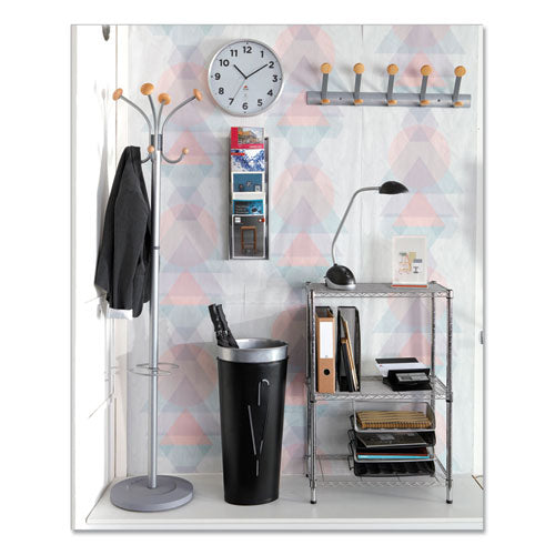 Wooden Coat Hook, Five Wood Peg Wall Rack, Brown/silver, 45 Lb Capacity