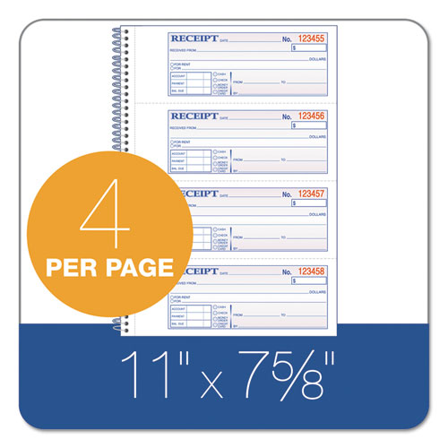 Tops Money/rent Receipt Book, Two-part Carbon, 7 X 2.75, 4 Forms/sheet, 200 Forms Total