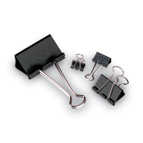 Binder Clips, Large, Black/silver, Dozen