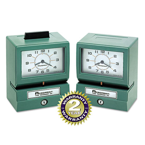Model 150 Heavy-duty Time Recorder, Automatic Operation, Month/date/1-12 Hours/minutes, Green