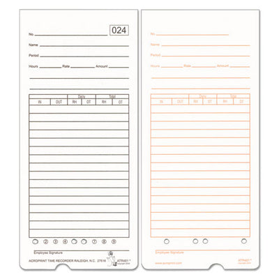 Time Clock Cards For Acroprint Atr480, Two Sides, 7.5 X 3.35, 50/pack