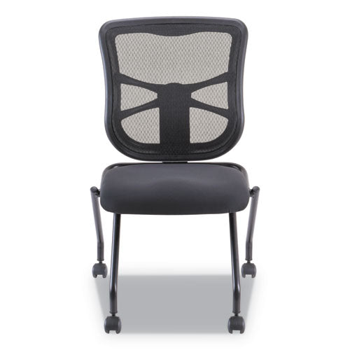 Alera Elusion Mesh Nesting Chairs, Supports Up To 275 Lb, 18.1" Seat Height, Black Seat, Black Back, Black Base, 2/carton