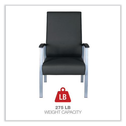 Alera Metalounge Series High-back Guest Chair, 24.6" X 26.96" X 42.91", Black Seat, Black Back, Silver Base