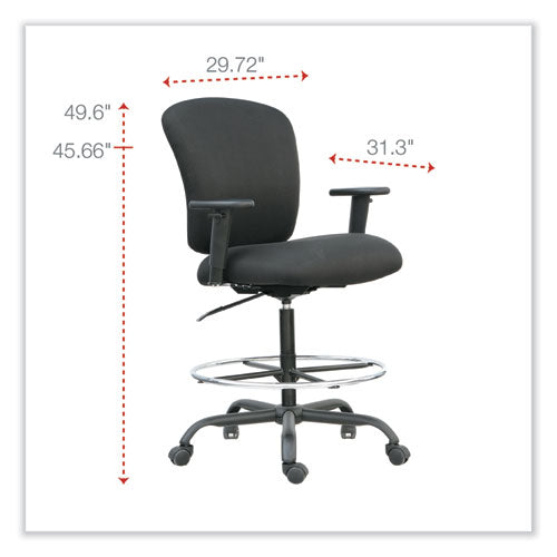 Alera Mota Series Big And Tall Stool, Supports Up To 450 Lb, 28.74" To 32.67" Seat Height, Black