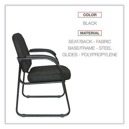Alera Genaro Series Fabric Half-back Sled Base Guest Chair, 25" X 24.80" X 33.66", Black Seat, Black Back, Black Base