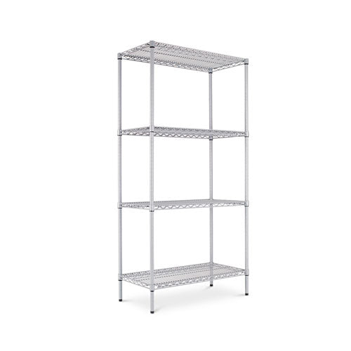 Nsf Certified Industrial Four-shelf Wire Shelving Kit, 48w X 18d X 72h, Silver
