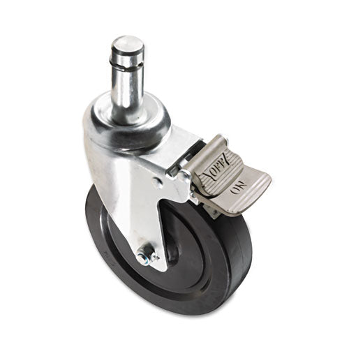 Optional Casters For Wire Shelving, Grip Ring Stem, 3" Wheel, Black, 4/set (2 Locking)
