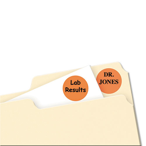 Printable Self-adhesive Removable Color-coding Labels, 0.75" Dia, Orange, 24/sheet, 42 Sheets/pack, (5465)