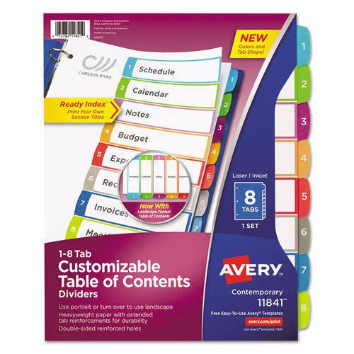 Customizable Toc Ready Index Multicolor Tab Dividers, 15-tab, 1 To 15, 11 X 8.5, White, Contemporary Color Tabs, 1 Set