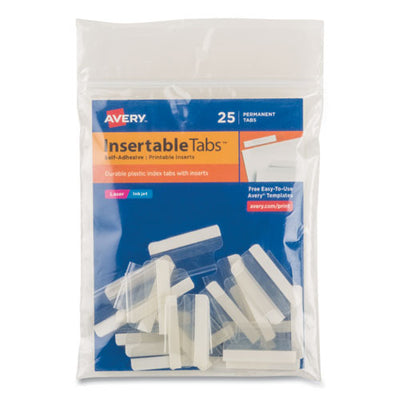 Insertable Index Tabs With Printable Inserts, 1/5-cut, Clear, 1" Wide, 25/pack