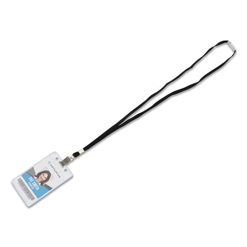 Deluxe Lanyards, Metal Ring Fastener, 36" Long, Black, 24/box
