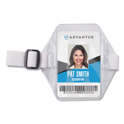 Arm Badge Holders, Vertical, Textured Clear 5" X 5" Holder, 2.5" X 4" Insert, 12/pack