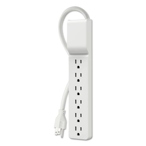 Home/office Surge Protector With Rotating Plug, 6 Ac Outlets, 6 Ft Cord, 720 J, White
