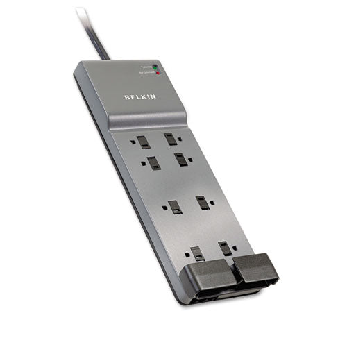Home/office Surge Protector, 8 Ac Outlets, 8 Ft Cord, 2,500 J, Black