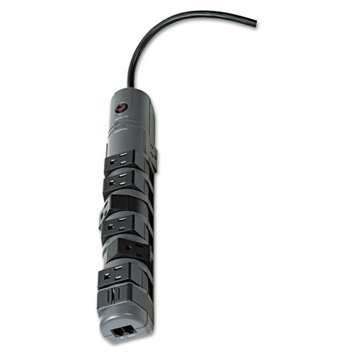 Pivot Plug Surge Protector, 12 Ac Outlets, 8 Ft Cord, 4,320 J, Gray