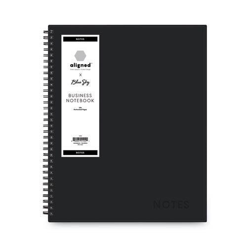 Aligned Business Notebook, 1 Subject, Meeting Notes Format, Narrow Rule, Black Cover, 11 X 8.5, 78 Sheets