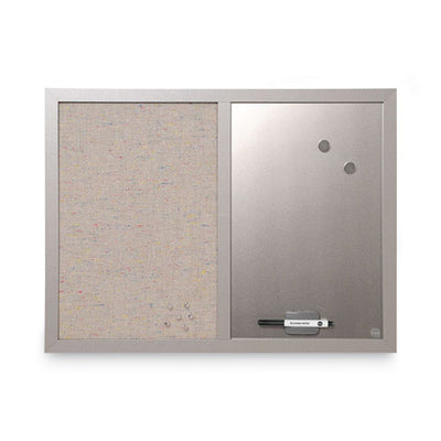Designer Combo Fabric Bulletin/dry Erase Board, 24 X 18, White/gray Surface, Gray Mdf Wood Frame