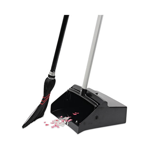 Lobby Dust Pan, 11.75 X 37, 34" Handle, Plastic/aluminum, Black