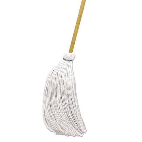 Handle/deck Mops, 16 Oz White Cotton Head, 48" Oak Wood Handle