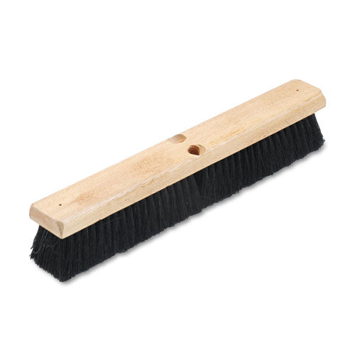 Floor Broom Head, 3" Green Flagged Recycled Pet Plastic Bristles, 24" Brush