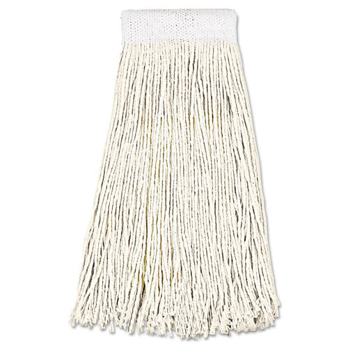 Mop Head, Premium Saddleback Head, Cotton Fiber, 24 Oz, White, 12/carton