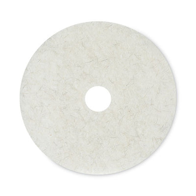 Natural Burnishing Floor Pads, 20" Diameter, White, 5/carton