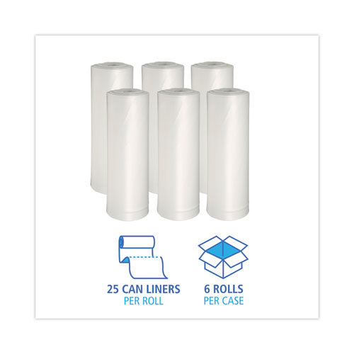 Low-density Waste Can Liners, 33 Gal, 0.6 Mil, 33 X 39, White, 25 Bags/roll, 6 Rolls/carton