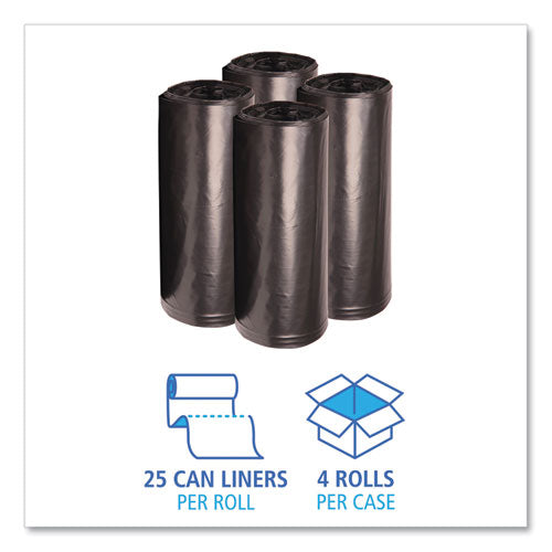 Low Density Repro Can Liners, 60 Gal, 1.6 Mil, 38" X 58", Black, 10 Bags/roll, 10 Rolls/carton