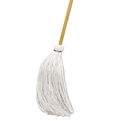 Handle/deck Mops, 16 Oz White Rayon Head, 57" Natural Wood Handle, 12/carton