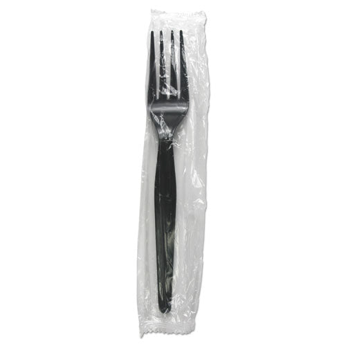 Heavyweight Wrapped Polystyrene Cutlery, Soup Spoon, Black, 1,000/carton