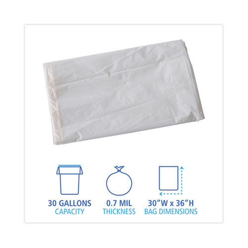 Linear Low Density Industrial Can Liners, 30 Gal, 0.7 Mil, 30 X 36, White, 200/carton