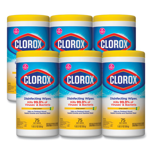 Disinfecting Wipes, 7 X 7.75, Crisp Lemon, 75/canister, 6 Canisters/carton