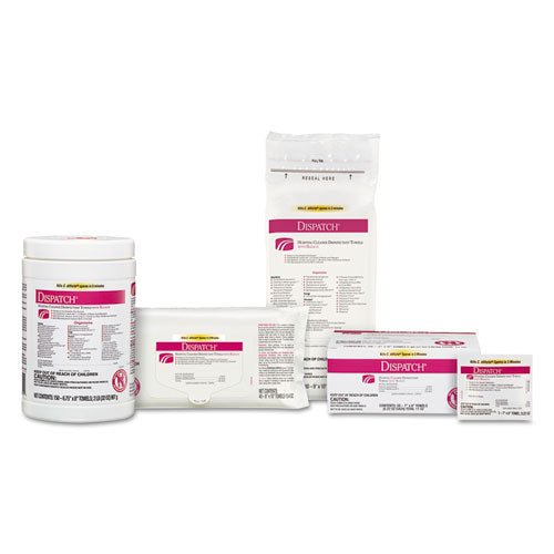 Dispatch Cleaner Disinfectant Towels, 6.75 X 8, Unscented, 150/canister, 8 Canisters/carton