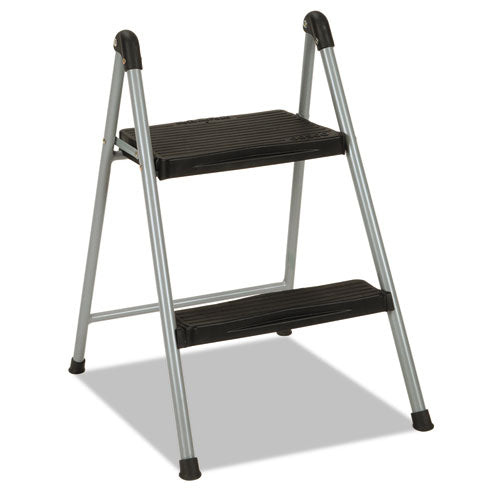Folding Step Stool, 1-step, 200 Lb Capacity, 9.9" Working Height, Platinum/black
