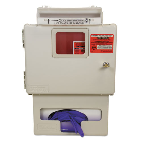 In-room Locking Wall Mount Sharps Container Cabinet System, 5 Qt, Abs Plastic, Beige