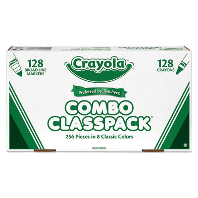 Crayons And Markers Combo Classpack, Eight Colors, 256/set