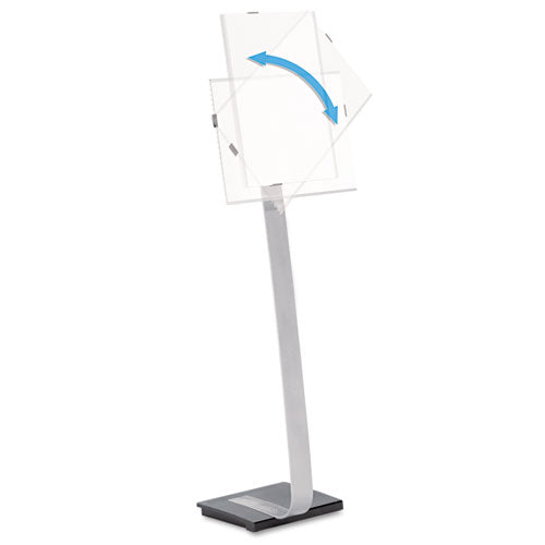 Info Sign Duo Floor Stand, Letter-size Inserts, 15 X 46.5, Clear