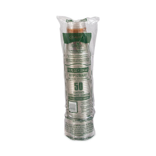 Bare Eco-forward Rpet Cold Cups, 12 Oz To 14 Oz, Leaf Design, Clear, Squat, 50/pack, 20 Packs/carton