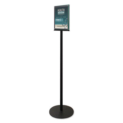 Double-sided Magnetic Sign Display, 8.5 X 11 Insert, 56" Tall, Clear/black