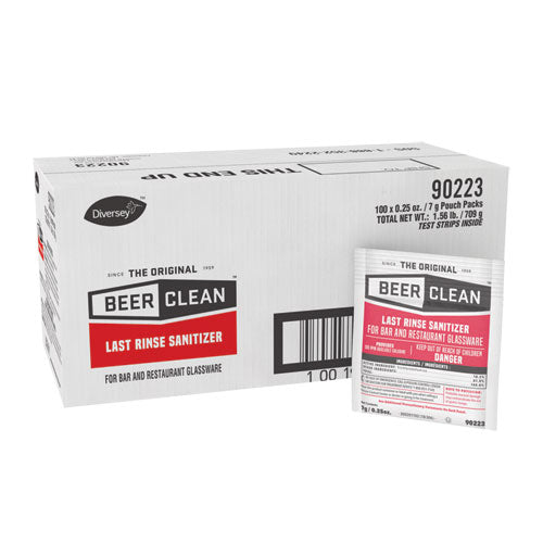Beer Clean Last Rinse Glass Sanitizer, Powder, 0.25 Oz Packet, 100/carton
